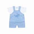16786 - Salopette en lin + t-shirt - PE 26: White/blue / 6 M