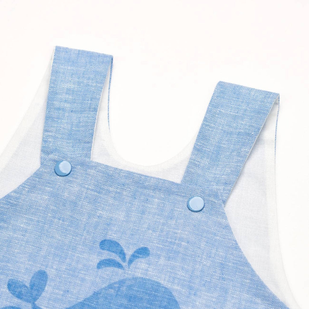 16786 - Salopette en lin + t-shirt - PE 26: White/blue / 6 M