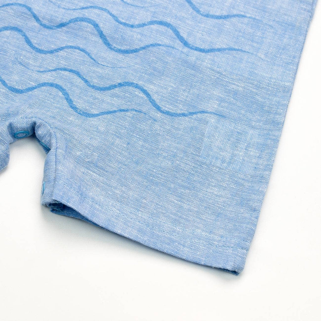 16786 - Salopette en lin + t-shirt - PE 26: White/blue / 6 M