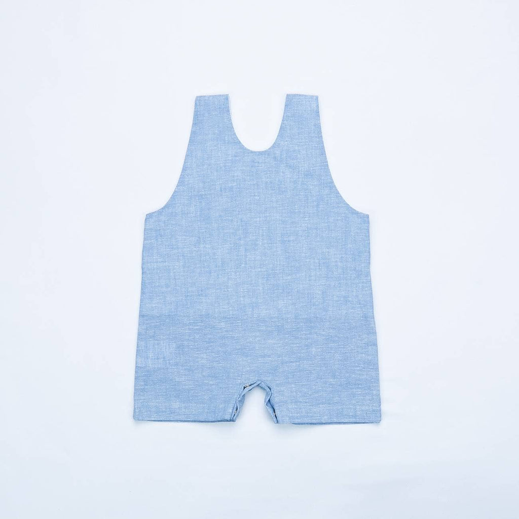 16786 - Salopette en lin + t-shirt - PE 26: White/blue / 9 M