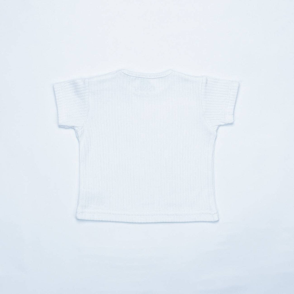 16786 - Salopette en lin + t-shirt - PE 26: White/blue / 6 M