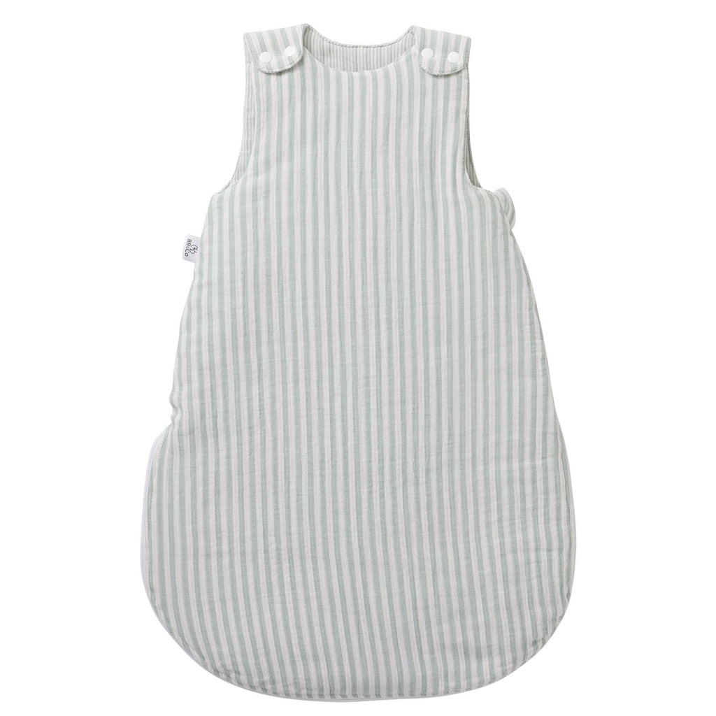 Gigoteuse ouatinée en gaze de coton - rayé vert de gris