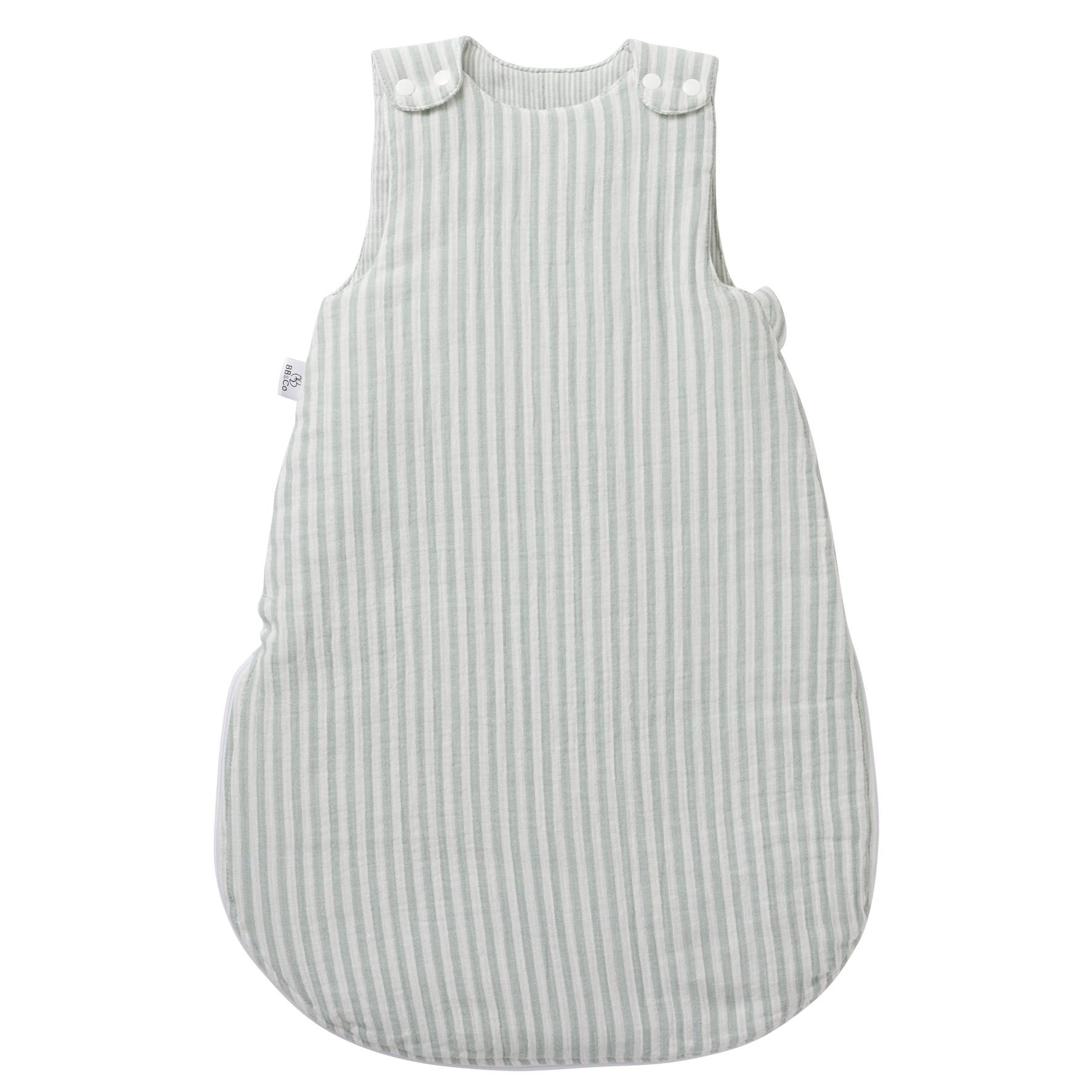 Gigoteuse ouatinée en gaze de coton - rayé vert de gris