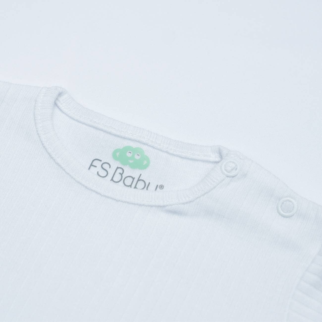 16786 - Salopette en lin + t-shirt - PE 26: Blanc/bleu / 12 M